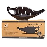 HealthGoodsIn - Porcelain Ceramic Neti Pot for Nasal Cleansing with 10 Sachet Neti Salt and...