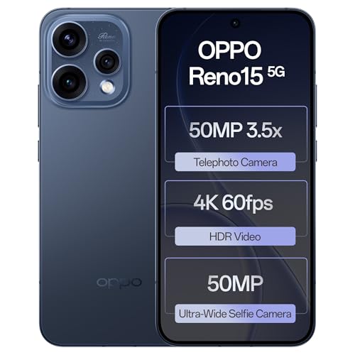 Oppo Reno15 5G (Twilight Blue, 8GB RAM, 256GB Storage) with No Cost EMI/Additional Exchange Offers
