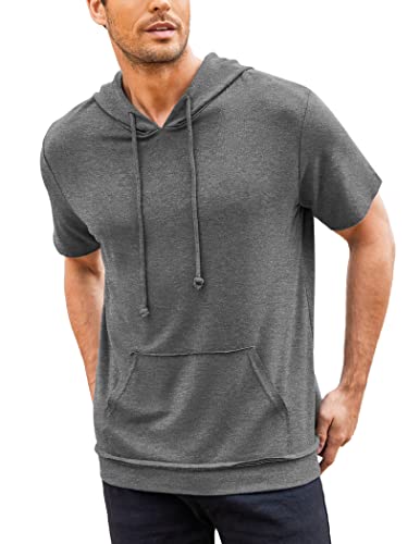 Coofandy Mens Short Sleeve Hoodie Athletic Fashion Casual Sweatshirts Lightweight Relaxed Fit Streetwear Hooded Shirts Xx-Large #TOP26