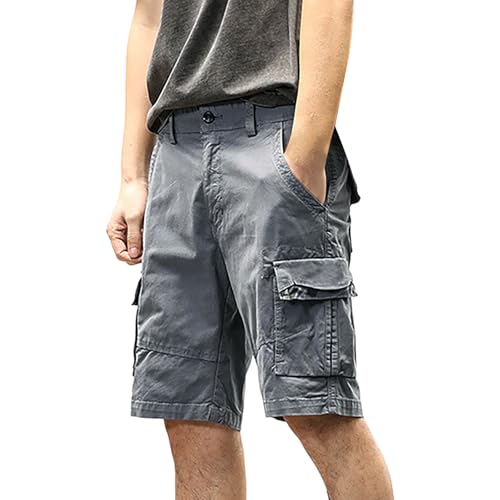 Short cargo homme bermuda multi-poche vêtement coupe ample uni sport