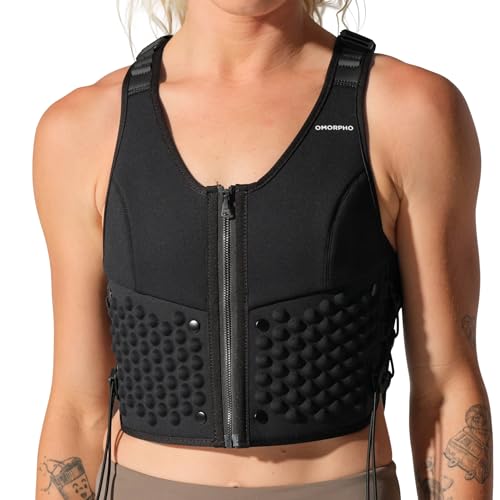 OMORPHO Women's G-Vest, 6 lb (up to 12 lb with addition of G-Pack), weighted vest for women, low-profile, fully adjustable, comfort fit. Great for walking, hiking, running and training. (Black, S-M)