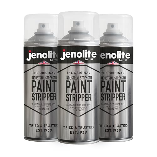 JENOLITE Industrial Strength Decapante de Pintura en Aerosol | Fórmula de gel antigoteo | 3 x 400 ml | Removedor de pintura y decapante de barniz | Metal, madera, ladrillo, hormigón