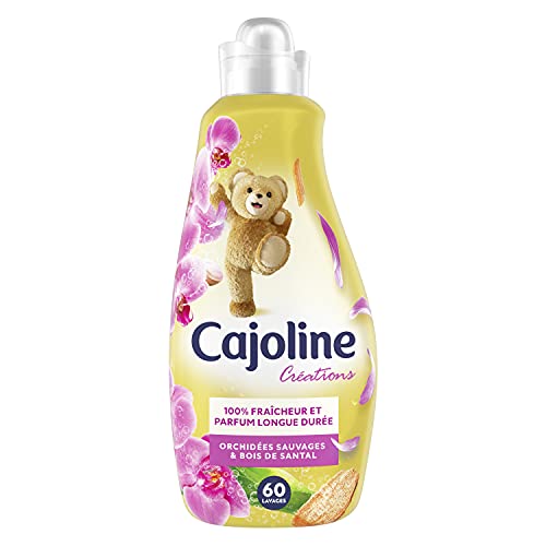 CAJOLINE Adoucissant Concentré Orchidées Sauvages et Bois de Santal, Parfum longue durée, Préserve l'éclat et la couleur, 180 Lavages (Lot de 3x60 Lavages), 1.5L Cover