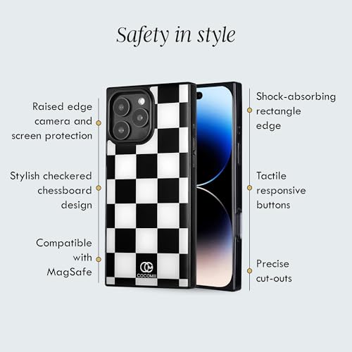 Image of COCOMII Rectangle for iPhone 14 Pro Max Case, Monochrome Checkered