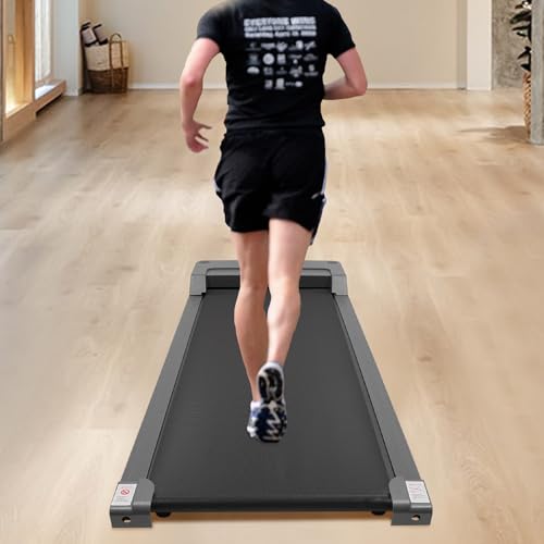 Tapis de course pour la maison/le bureau, tapis de marche silencieux avec écran LCD et télécommande, appareil d'entraînement Under Desk Treadmill pour l'entraînement d'endurance, appareils de fitness – Image 5