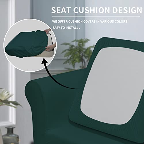 Image of Easy-Going 2 Pieces Stretch Sofa Slipcover for Armchair Washable | Spandex Soft Fitted Sofa Couch Cover for Living Room Washable Furniture Protector with Bottom Kids Pet Deep Teal