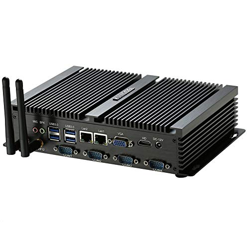 Exclusive Discount 80% Offer Kingdel Fanless Industrial Computer, Mini Desktop PC with Intel Celeron Dual Core CPU, 4GB RAM, 128GB SSD, 2xLAN, 4xUSB 3.0, 4xCOM RS232, HD Port, Full Metal Body, Windows 10 Pro