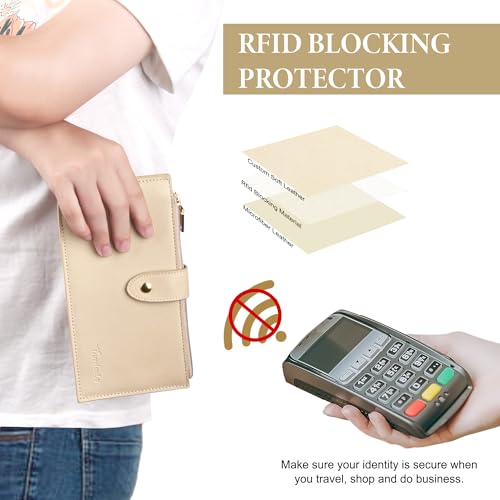Image of Travelambo Leather Wallets for Women Slim RFID Blocking Bifold Credit Card Holder Wallet