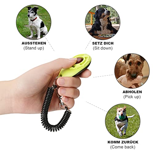 Toozey Hunde Clicker, 5 Stück Clicker mit Handschlaufe, Klicker mit Großem Knopf, 5 Farben, Bonus E-Book (Weiß+Grau+Rosa+Blau+Grün)