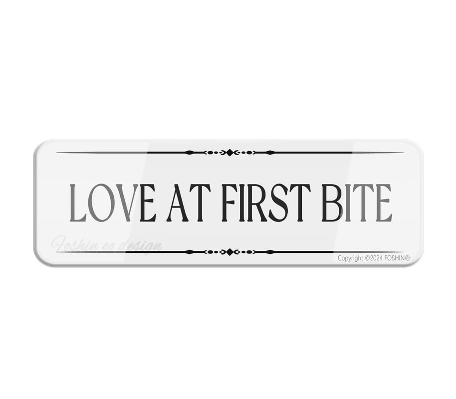 FOSHIN Love At First Bite Wall Or Door Signlong Lasting With Double Sided Tape 10X3 Inches, Acrylic4
