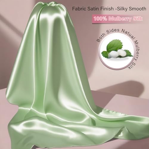 Mulberry Silk King Size Pillow Cases Set of 2, Ultra Smooth Soft Breathable Cooling Pillow Cases for Hot Sleepers, Silk Satin Pillowcases 2 Pack with Zipper for Hair and Skin, Gifts for Women