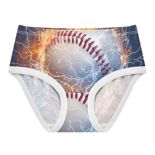 Baseball Flames Water Navy Toddler Girls Underwear 2t Cotton Panties for Girl Colorful Kids Briefs Undies