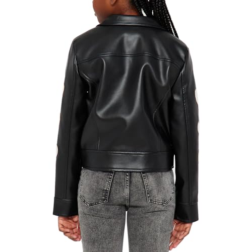 Trifoliate Girls Black Motorcycle Leather Jacket – Style Biker Outerwear Jackets with Heart Sleeves (7-14)3