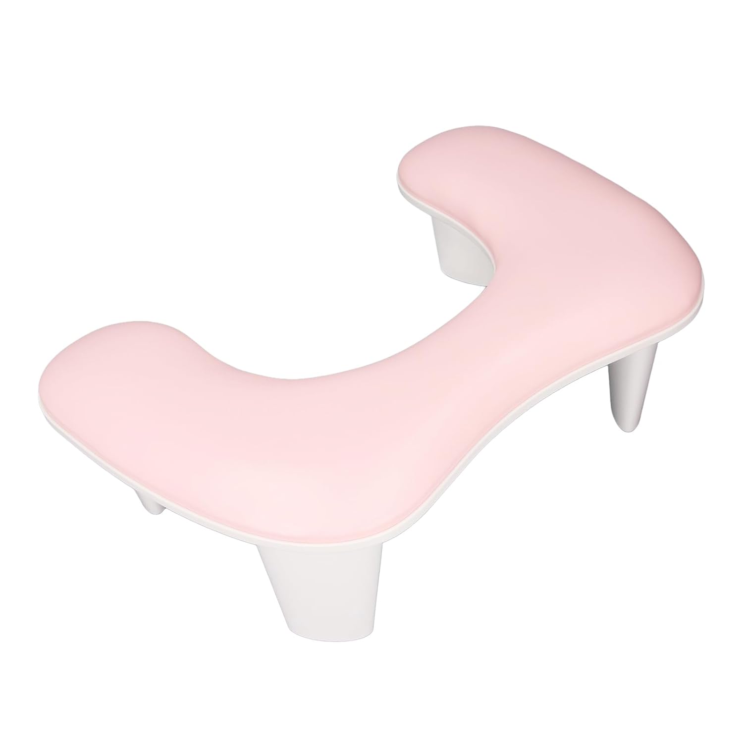 Nail Arm Rest for Nail Tech - U Shape Soft PU Leather NonSlip Manicure Hand Rest - Adjustable Height with Detachable Feet Ideal for & Home Use Pink (Pink)