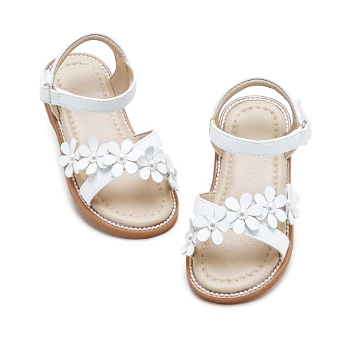 Otter MOMO Toddler/Little Girls Open Toe Summer White Sandals Flower Girl Shoes Size 9
