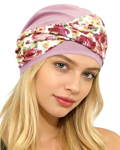 Image of Chemo Headwear for Women Knot Beanies with Stretch Elastic Turbans Soft Cancer Hats Head Coverings Scarf Headwraps