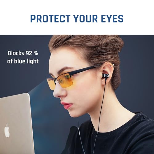 Image of KLIM Optics Blue Light Blocking Glasses - NEW - Reduce Eye Strain and Fatigue - Gaming Glasses for PC Mobile TV - Blocks 92% Blue Light - Computer Glasses with UV Protection