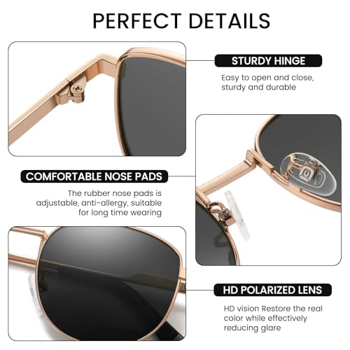 DUCO Square Polarized Sunglasses for Men Women Classic Vintage Sun Glasses Metal Frame Retro Shade 100% UV Protection 3042 - Image 4