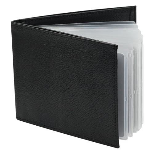 RFID Card Holder Wallet for Women Men,Minimalist Bifold Leather Wallet with 24 Card Slots and Large Cash Pocket, Multifunctional Card Holder with Top Open, Thin & Stylish Photo Album-Black(LZW)
