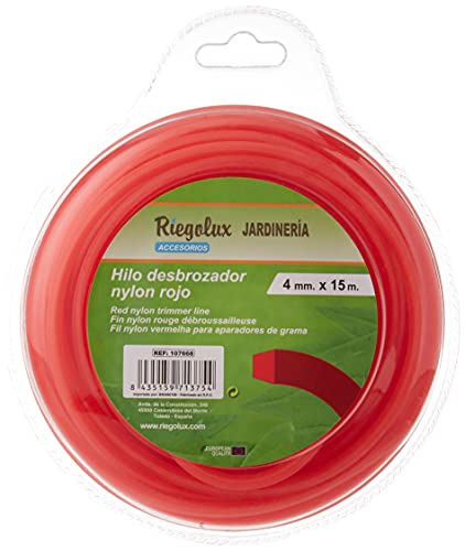 Riegolux 107668 Fil débroussailleuse Nylon Carré Rouge 4 mm x 15 m Cover