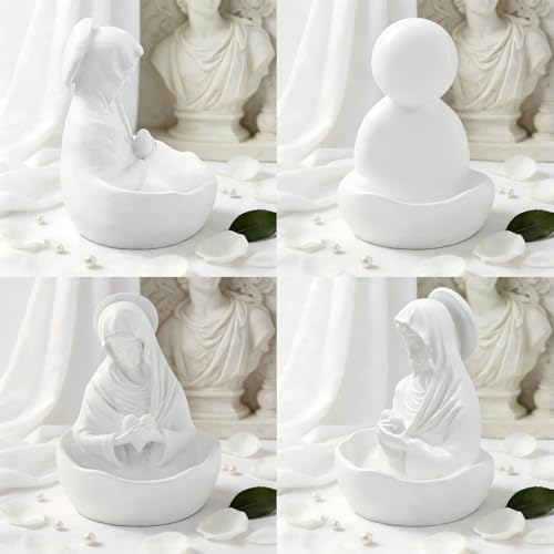 Estatua Virgen María Porta Rosario en Resina Blanca miniatura 3