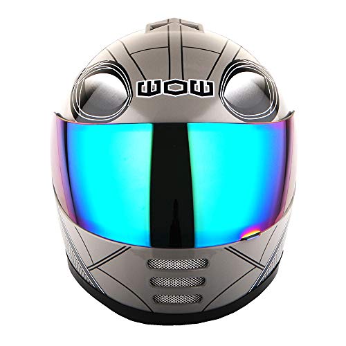 Wow Motorcycle Full Face Helmet Street Bike Bmx Mx Youth Kids Spider Black #TOP3