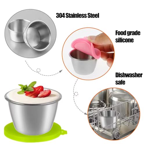 PandaEar Salatdressing Behälter aus Edelstahl mit Deckel – 6er Set Mini Dosen mit Deckel, Auslaufsichere Sauce Behälter, Kleine Lebensmittelbehälter für Lunchbox & Meal Prep