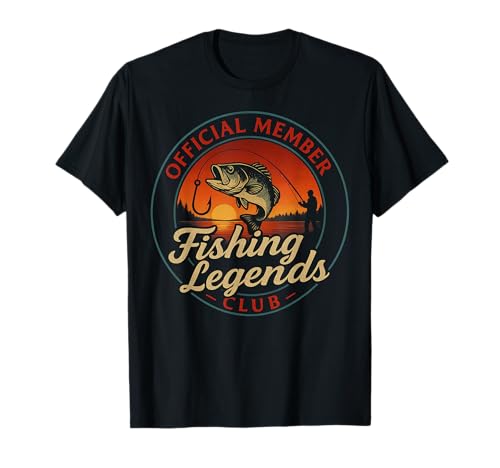 Fisherman Vintage Cool Fishing Legends Club Official Funny Maglietta