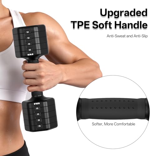 Image of JOROTO 5-in-1 Adjustable Dumbbell Set, 8LB /11LB Pair Adjustable Weights for Women at Home, 1s-Adjust Dual Locking Stable Hand Weights with TPE Soft Handle, Home Gym, Rehab, Pilates, Yoga, Strength Training