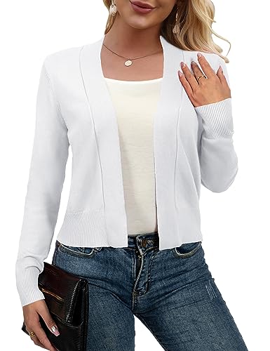 Image of AAMILIFE Women Long Sleeve Cropped Knit Sweater Cardigans Open Front Bolero Shrug