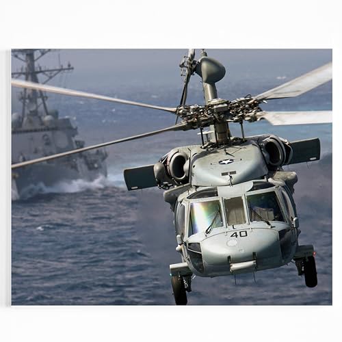 Hélicoptère de la marine américaine MH-60S Knighthawk impression murale armée sans cadre