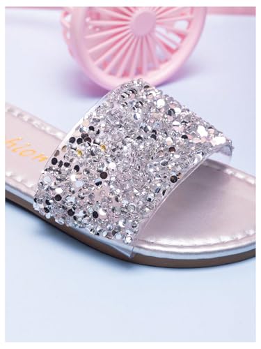 GORGLITTER Girl's Sequin Dress Sandals Summer Glitter Open Toe Vacation Flats Shoes2