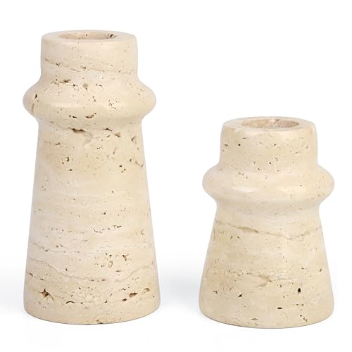 Vixdonos Natural Stone Candle Holder Set of...
