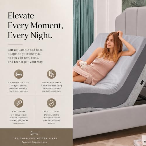 Image of Premium Full Adjustable Bed with 14 Inch Prime Gel Memory Foam Sleep System, Massage, Zero Gravity, Anti-Snore, Programmable Memory Positions, USB, Underbed Lighting, Zero Clearance