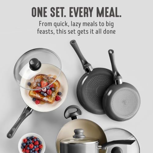 Image of GreenLife 16-Piece Nonstick Cookware Set, Non-Toxic Ceramic Pots and Pans Set, Durable Healthy Kitchen Essentials, Fast Heating, Induction Ready, Easy Clean Dishwasher Safe, PFAS-Free, Graphite Black
