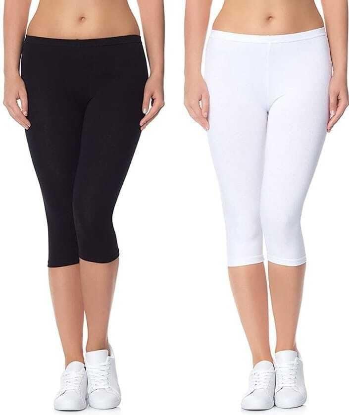 made4good Women’s 3/4 Calf-Length Leggings – Stretchable Cotton Blend, Comfortable Everyday Wear Pack of 2-picture-26