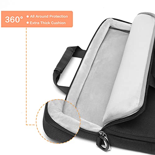 MOSISO 360 Protective Laptop Shoulder Bag Compatible with MacBook Air/Pro,13-13.3 inch Notebook,Compatible with MacBook Pro 14 inch 2021,Polyester Sleeve with 3 Front Pockets&Fix Handle&Belt,Black2