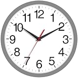 Rohioue Wall Clock Modern 8 Inch Battery Operated Silent Non Ticking Small Analog Clock Decorative for Bedroom Kitchen Bathroom Office Home (Gray)