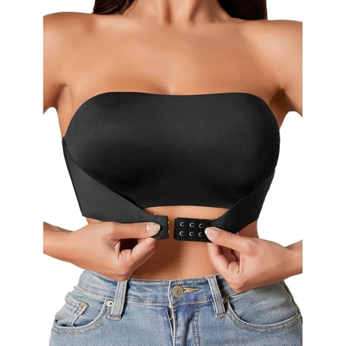 Strapless Bra for Women Non-Slip Silicone Padded Bandeau Bra Wireless Tube Top Bralette