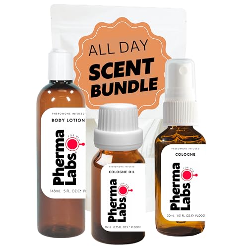 PHERMALABS Pheromone Infused All Day Bundle: Cologne, Body Oil, Body Lotion (3 items) - for Him [Attract Women]