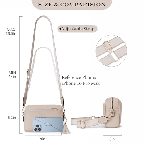 Image of Roulens Triple Zip Small Crossbody Bag for women,Wide Strap Cell Phone Purse Shoulder Handbag Wallet with Credit Card Slots | Triple Zip