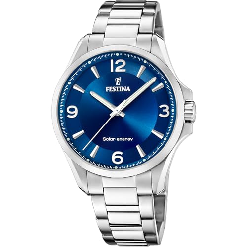 Miniatura 3 de Festina Reloj Hombre Analógico Solar de Acero Inoxidable 316l Plateado - Cristal Mineral de Alta Resistencia - Resistente al Agua 5 ATM F20656 Solar Energy