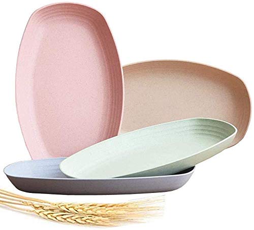 Shopwithgreen Lightweight Wheat Straw Plates - 4 Pack 11.8'' Unbreakable Dinner Plates, Dishwasher & Microwave Safe