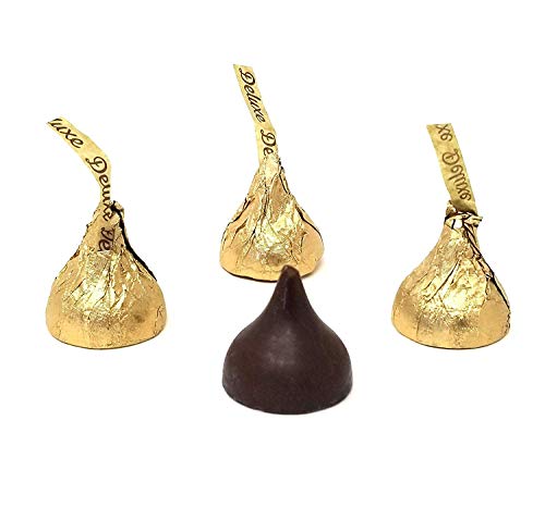 CrazyOutlet Hershey's Kisses Deluxe Milk Chocolate Whole Hazelnut, Gold Foil Valentine's Day Candy, Bulk 2 Lbs