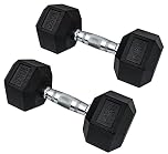 MuscleSquad Hex Rubber Dumbbell Pairs (10kg) | Durable Easy Grip Dumbbell Weights for Home Workouts
