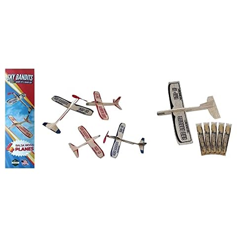 Balsa Wood Airplane Gliders And Propeller Plane Toys Set - 10 Wooden Airplane Kits, 2 Rubberband Powered Propellor Planes, 2 Large Balsa Wood Glider Planes, an 6 Small Gliders | Model Toy Airplane Kit Cover