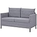 HOMCOM Sofá de 2 Plazas Tapizado en Lino Sintético Sillón Biplaza de Salón con Cojines Acolchados Desenfundables Reposabrazos y Patas de Acero 130x67x76,5 cm Gris