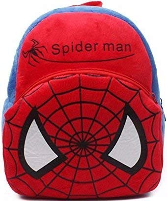 blue tree Kids School Backpack Cartoons Fabric Soft Toy Bag (Spiderman Red, 3-5 Years 11 L)