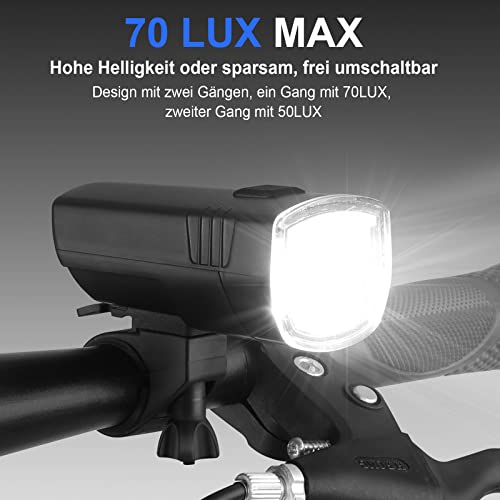 toptrek Fahrradlicht, USB Aufladbar Fahrrad licht mit Typ-C, StVZO Zugelassen Fahrradlampe,...