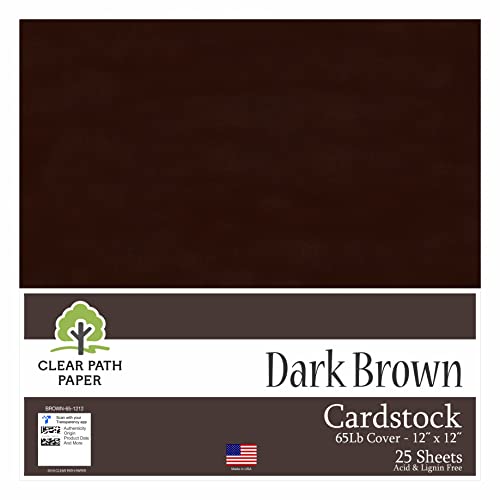 Clear Path Paper - Dark Brown Cardstock - 12 x 12 inch - 65Lb Cover - 25 Sheets